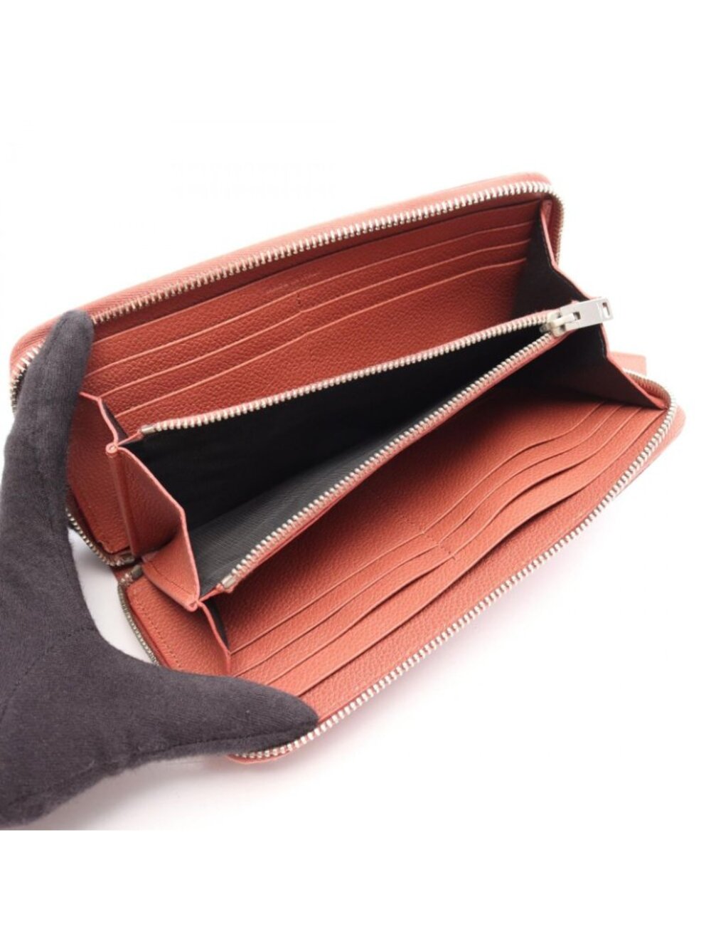 Saint Laurent Paris Round Length Wallet Classic Rive Gauche Terracotta Leather - Picture 3 of 7